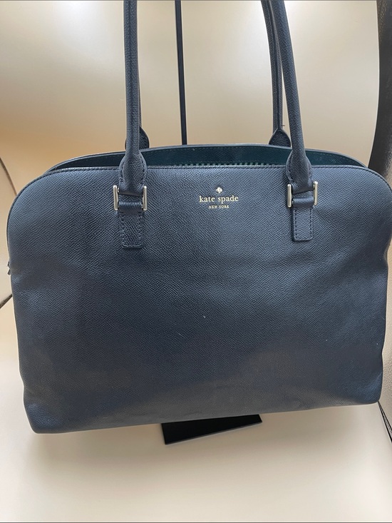 kate spade Handbags - kate spade navy Leather Dome Work  Tote with Gold Logo 3 Sections